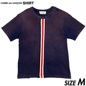 国内正規品■ COMME des GARCONS SHIRT (コムデギャルソンシャツ) フランス製 半袖 Tシャツ 紺 ネイビー M