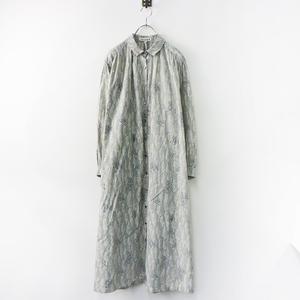 未使用 23-24AW ミナペルホネン mina perhonen aba3022 lumiukko ルミッコ Shirt Dress シャツドレス 40/グレー シルク【2400013842228】