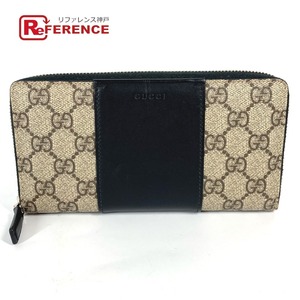 GUCCI グッチ 451249 ロングウォレット ラウンドファスナー GGスプリーム 長財布 ベージュ レディース【中古】