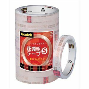 【新品】【10巻入×5セット】 3M Scotch スコッチ 超透明テープS 工業用包装 10巻入 15mm 3M-BK-15NX5