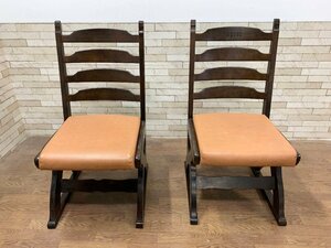 karimoku カリモク RUSTIC ルスティック ダイニングチェア 2脚セット 食卓椅子 椅子 合皮 カントリー 国産家具(A)(貝468)