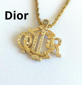 1円～【美品】Dior ディオール ネックレス エンブレムロゴ 旧ロゴ CD　ヴィンテージ　ゴールド