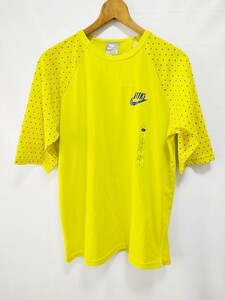 新品タグ付き NIKE ナイキ 半袖 Tシャツ ラグランスリーブ イエロー系 Lサイズ 袖 切り替え柄