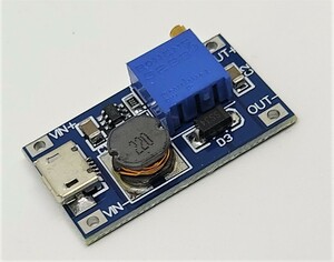 電源モジュールは MicroUSB 入力をサポート USB入力可 約５Ｖ～２８Ｖに昇圧 ボリュームで無段階で調節できます 小型電源基板 5Ｖ-28Ｖ 