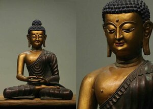 ◆羽彰・古美術◆A1409清時代 仏教古美術 チベット密教 銅塗金 釈迦牟尼・超絶技巧 細工彫刻・仏像 細密造 寺院収蔵品