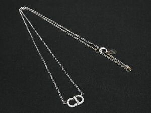 1円 ■美品■ ChristianDior クリスチャンディオール CDロゴ ラインストーン ネックレス ペンダント アクセサリー シルバー系 FA1649