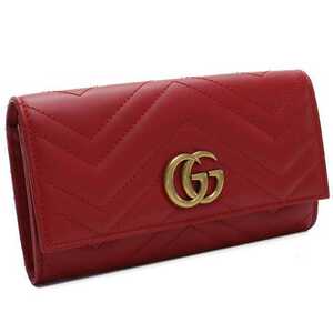 グッチ GUCCI GGマーモント 2つ折り長財布 443436 DTD1T 6433 レッド系 レディース