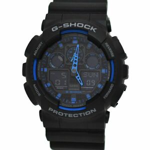 カシオ 腕時計 Ｇ-Shock ブラック ブルー GA-100-1A2DR 時計 メンズ ラバー SS 中古 クオーツ