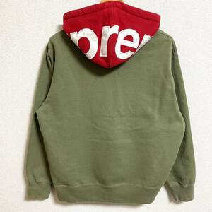 Supreme Contrast Hooded Sweatshirt Light Olive Red S 21aw 2021年 緑 赤 ライトオリーブ レッド コントラスト フードロゴ ボックスロゴ