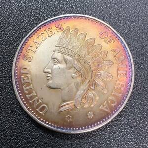 銀貨　古銭　1851年　アメリカ　インディアン人像　リバティ　１ドル　大型　コイン　硬貨