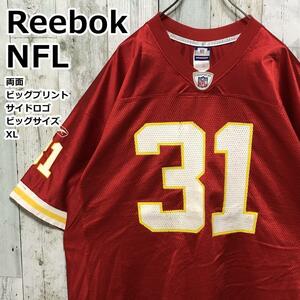 Reebok リーボック × NFLチーフス 両面ビッグプリント XL アメフト ゲームシャツ ユニフォーム ユニフォームシャツ 90s