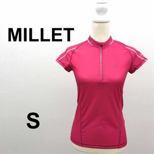 【新品】MILLETミレー 半袖シャツ（ピンク、Sサイズ）ハーフジップ 登山　アウトドア　スポーツ　ファッション　新品タグ付き