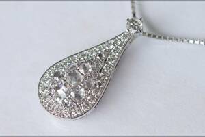 K18 WG ローズカット ダイヤモンド 0.90ct ネックレス ラウンドブリリアント 750