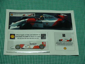 管理N12-1198★昭和シェル石油★ステッカー？★１枚★マクラーレン？★MARLBORO McLAREN F1 World Champions★非売品★シール？★難有