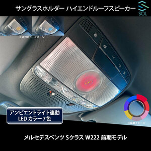 ベンツ Sクラス W222 前期用 アンビエントライト連動 サングラスホルダー ハイエンドルーフスピーカー LEDカラー7色 出荷締切18時