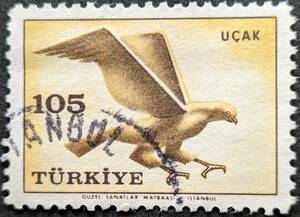【外国切手】 トルコ 1959年03月14日 発行 航空便 - 鳥類 アクイラ属。 消印付き