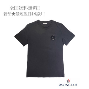 I455(M).. MONCLER モンクレール Tシャツ レディース ビジューロゴ 新品 ★ 999 ブラック