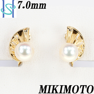 【最大50%OFF】ミキモト アコヤパール イヤリング 7.0mm K14イエローゴールド MIKIMOTO 送料無料 美品 中古 SH80411 限界値下げ品