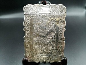 【英国アンティーク】1876年 スターリングシルバー 純銀925 銀無垢 カードケース カードホルダー バーミンガム Frederick Marson