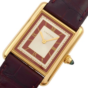 カルティエ Cartier タンクルイLM WGTA0059 シルバー/レッド K18YG/革 腕時計 レディース 中古
