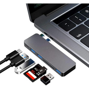 USB Type C ハブ MacBook Pro/Air 最新型 6-IN-1 USB-C PD充電 USB3.0ポート SD/Micro SDカードリーダー 直挿し Macbook Pro sl255
