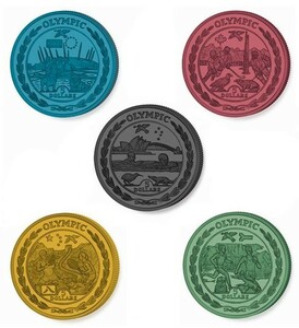 2008-2009 英領バージン諸島 ロンドンオリンピック開催記念 5ドル 五輪カラーチタン貨 5種セット