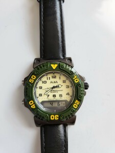 SEIKO ALBA アナデジ 時計 ミリタリー 日本製 ウォッチ デジアナ V041 グリーン 80’s 90’s カルチャー ビンテージ【SH-40512】