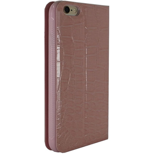 即決・送料込)【ワニ革調手帳型ケース】GauGau iPhone6s/6 Leather Case Bi-Fold Croco Pink