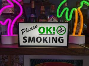 たばこ タバコ 煙草 ベイプ 喫煙 OK 喫煙エリア 喫煙室ミニチュア サイン ランプ 看板 置物 アメリカン雑貨 ライトBOX 電飾看板 電光看板