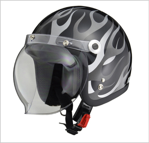 ジェットヘルメット BC-10 クリアシールド付き ブラックフレア フリーサイズ　BC-10-BKFL リード工業