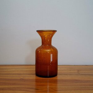 Erik Hoglund Amber Vase 1 / Kosta Boda / Sweden / 1950s-70s エリック ホグラン ガラスボトル 瓶 北欧 ヴィンテージ