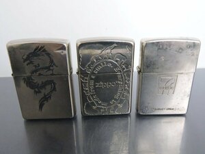 正規品 ZIPPO ジッポー オイルライター サファリ アニマル トライバルドラゴン セブンイレブン 3点セット 火花確認