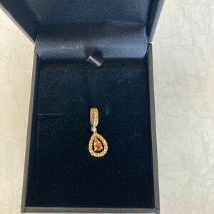 美品 Le Vian レヴィアン イエローサファイア　オレンジサファイア　ダイヤモンド　ペンダントトップ　14K 刻印 2.7 全体2.2cm