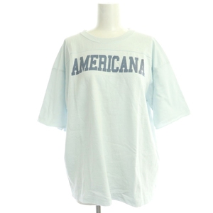 アメリカーナ AMERICANA Tシャツ カットソー 半袖 ロゴ 2 ライトブルー /NR ■OS レディース