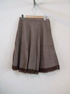 NICECLAUP茶裾レースプリーツスカート（USED）120712