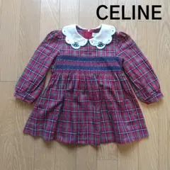 CELINE♡スモッキングワンピース♡チェック♡ハート♡ロゴ♡刺繍♡