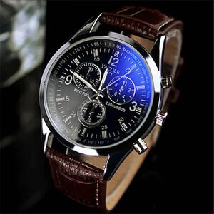 腕時計　時計 アナログ メンズ クォーツ レザー 革　レザーベルト　ファッション時計 オシャレ ウォッチ 男女兼用　ブラウン　ステンレス 