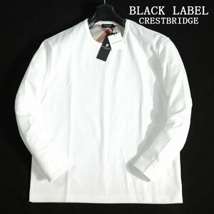 新品1円～★定価1.9万 BLACK LABEL ブラックレーベル クレストブリッジ 長袖 シャドーチェックバックプリントカットソー LL 白◆2082◆