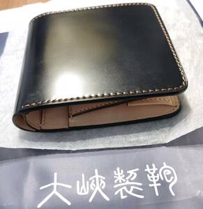 （送料込）大峡製鞄（おおばせいほう）コードバン 財布 小銭入付【未使用・新品】日本製手縫・ネイビー・紺色