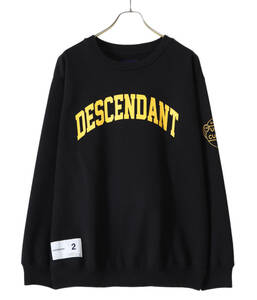 希少★新品本物【黒★2】★TEAM CREW NECK SWEATSHIRT チーム クルーネック スエット 正規店購入 ディセンダント 入手困難 DESCENDANT 21AW