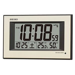 セイコー クロック 掛け時計 自動点灯 電波 デジタル カレンダー 温度 湿度