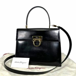 【1円〜 】salvatore ferragamo ガンチーニ サルバトーレ フェラガモ 2way ショルダー ハンドバッグ ゴールド金具 レザー トップハンドル