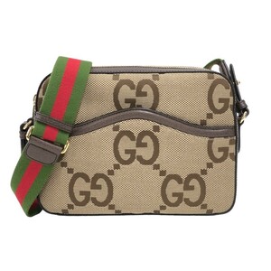 グッチ GUCCI ジャンボGG メッセンジャーバッグ 675891 ブラウン GGキャンバス ショルダーバッグ レディース 中古