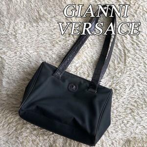 希少 GIANNI VERSACE ジャンニヴェルサーチ ショルダーバッグ イタリア製 ブラック トートバッグ