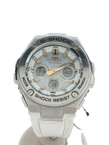 CASIO◆ソーラー腕時計・G-SHOCK/デジアナ/ラバー/ホワイト/GST-W300-7AJF