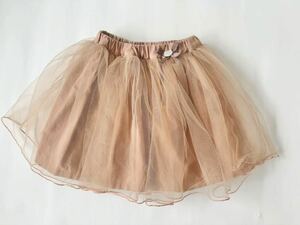 プティマイン 100cm petit main リボン付きチュールスカート ピンク ミルクティー色 フレアスカート 3歳4歳5歳可愛いスカート バレエスコア