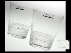 N524 LALIQUE ラリック クリスタル ファセット ペア オールドファッション ロックグラス タンブラーグラス 2客