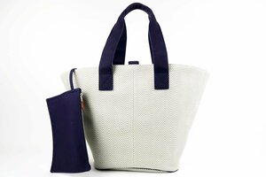 【超美品】HERMES エルメス パニエド プラージュPMトートバッグ キャンバス ポーチ付き【OD92】