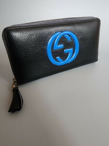 美品　グッチ　GUCCI　ソーホー　soho ラウンドファスナー　 ジップアラウンド　長財布　