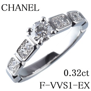 シャネル ダイヤ リング プルミエール プロメス 0.32ct F-VVS1-EX #51 PT950 GIAレポートコピー 保証書 箱 新品仕上げ済【12385】